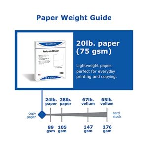 PrintWorks Half Sheet Perforated Paper, 8.5 x 11, 20 lb, 2500 Sheets, White (04116C)