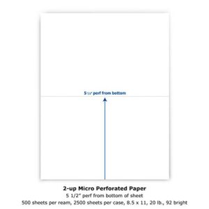 PrintWorks Half Sheet Perforated Paper, 8.5 x 11, 20 lb, 2500 Sheets, White (04116C)