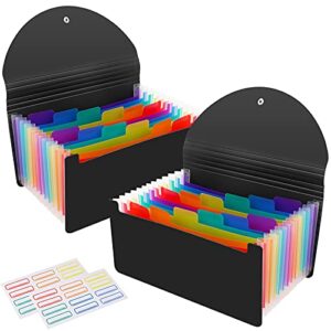 2 pack 13 pockets a6 mini coupon organizer wallet, expandable accordion file organizer for storage receipt cards coupons tickets – black