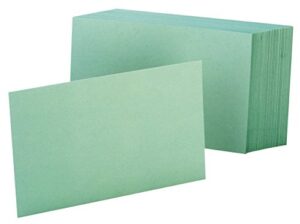 oxford blank color index cards, 3″ x 5″, green, 100 per pack (7320 gre)