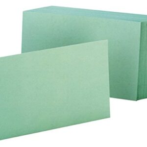 Oxford Blank Color Index Cards, 3" x 5", Green, 100 Per Pack (7320 GRE)