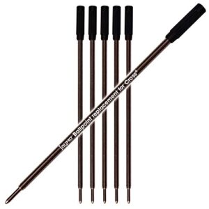 Jaymo Replacement for Cross 8513 - Measures 4.563 in / 116 mm Long - Ballpoint Pen Refill - 6 Black