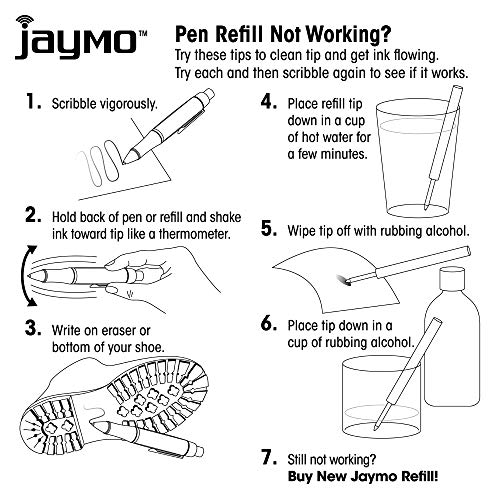 Jaymo Replacement for Cross 8513 - Measures 4.563 in / 116 mm Long - Ballpoint Pen Refill - 6 Black