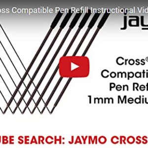 Jaymo Replacement for Cross 8513 - Measures 4.563 in / 116 mm Long - Ballpoint Pen Refill - 6 Black