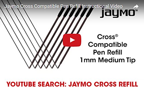 Jaymo Replacement for Cross 8513 - Measures 4.563 in / 116 mm Long - Ballpoint Pen Refill - 6 Black