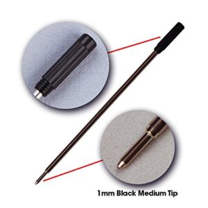 Jaymo Replacement for Cross 8513 - Measures 4.563 in / 116 mm Long - Ballpoint Pen Refill - 6 Black