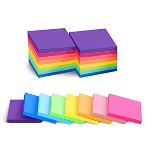 (24 pack)3×3 sticky notes bright stickies colorful super sticking power memo pads, 8 colors, strong adhesive