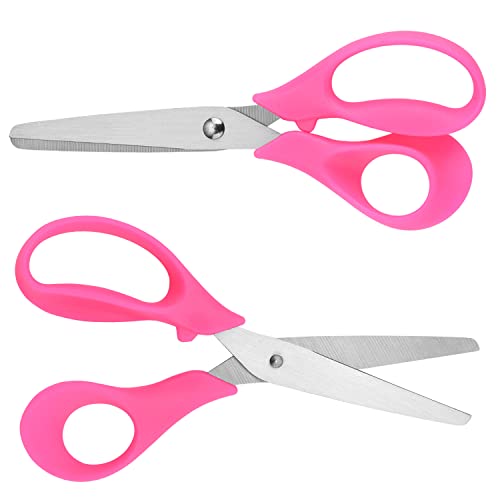 Left Handed Scissors Kids,5" Left Handed Kids Craft Scissors Ages 3+ Stainless Steel Soft Comfort-Grip Handles Blunt Lefty Safety School Scissors For Classroom Home Household 3 Pack