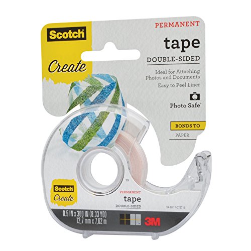 Scotch Create Double-Sided Permanent Tape, 1 Dispenser, 1/2 in x 300 in, Clear, Strong Double Sided Tape for Crafts (002-CFT)