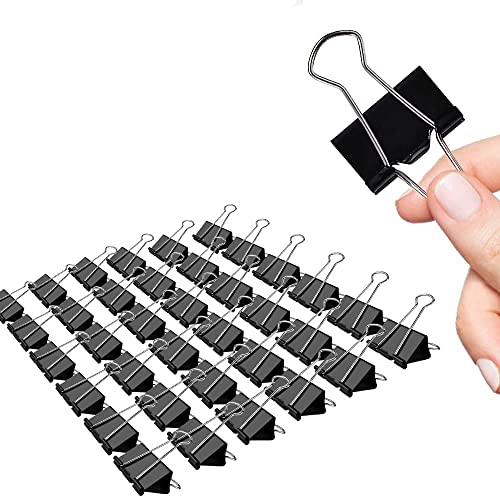 Medium Binder Clips 1.25 Inch Black 36 PCS, Binder Clips 32mm for Teacher School Office and Business