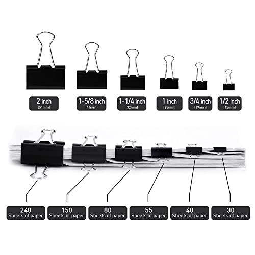 Medium Binder Clips 1.25 Inch Black 36 PCS, Binder Clips 32mm for Teacher School Office and Business