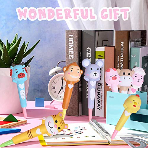 LemoHome Cute Pens squishy pens gel ink Animals Pens cute stationary Kawaii Pens Decompression Stress Relief Sponge Pens Set For Students Kids With Replacement Refills (Black)