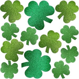 glitter shamrock cutouts st. patrick’s day cut-out clover assorted sizes for party decoration 24 pcs
