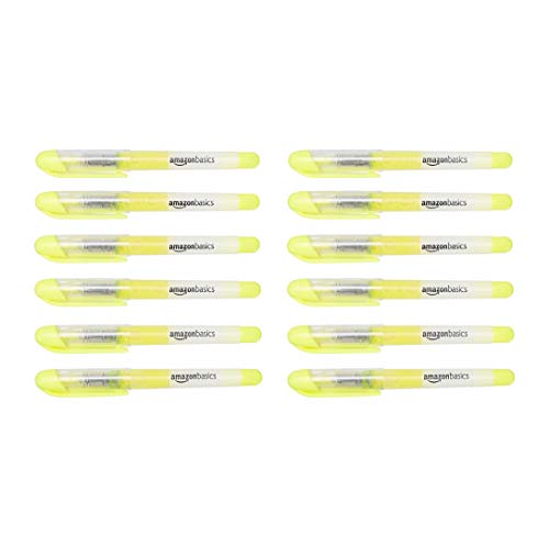 Amazon Basics Liquid Ink Highlighters - Chisel Tip, Yellow, 12-Pack