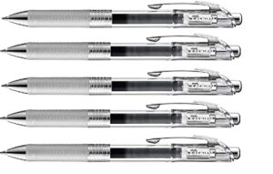 pentel energel infree gel ink ballpoint pen 0.5mm, needle tip, black ink, 5 pen set(japan import)