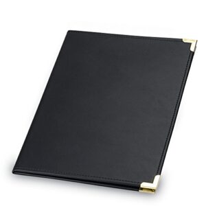 samsill classic business padfolio, executive portfolio, black faux leather, brass corners, resume document organizer, holds 8.5 x 11” writing pad, pen loop