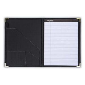 Samsill Classic Business Padfolio, Executive Portfolio, Black Faux Leather, Brass Corners, Resume Document Organizer, Holds 8.5 x 11” Writing Pad, Pen Loop