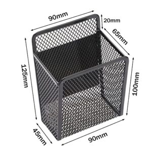 Magnetic Pencil Holder - Extra Strong Magnets Mesh Marker Holder Perfect for Whiteboard, Refrigerator and Locker Accessories (1 Baskets, 1 Pack Black)