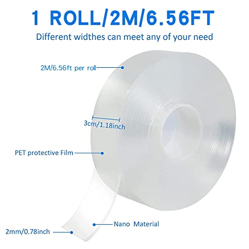 CNGRESIKFXC Double Sided Adhesive Tape Household Multi-Purpose Removable Installation Tape, Used for Poster Carpet Tape, Reusable Solid Wall Tape, Transparent Adhesive