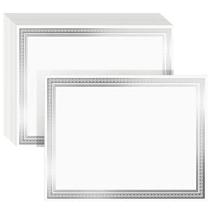 juvale 50 sheets certificate paper for printing with silver foil border for graduation diploma, achievement awards (8.5 x 11 in)