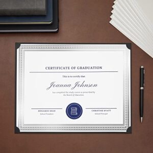 Juvale 50 Sheets Certificate Paper for Printing with Silver Foil Border for Graduation Diploma, Achievement Awards (8.5 x 11 in)