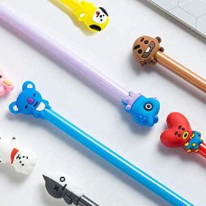 BTS Cartoon Animal Pens Black Ink Writing Pen Set Plastic Creative Gel Pens Office School Children Gift Stationery Supplies Set（8PCS)