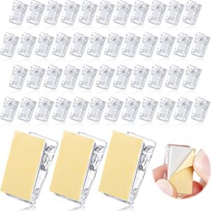 50 pieces self-adhesive clips wall tapestry clips plastic sticky photo clips hanging spring clips for paper flag hanger double-sided adhesive spring clips for home office (clear)