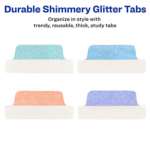 Avery Margin Ultra Tabs, 2.5" x 1", Pastel Sparkle Shimmer Designs, 16 Repositionable Page Tabs (74150)