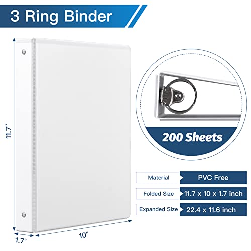 1-inch 3 Ring Binder with 2 Pockets, 1'' Basic Binders Holds US Letter Size 8.5'' x 11''for Office/Home/Back to School, 6 Pack