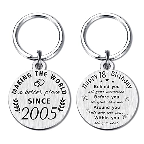 18th Birthday Gifts Keychain for Someone Who was Born in 2005, Turning 18 Year Old Birthday Gifts for Women Men