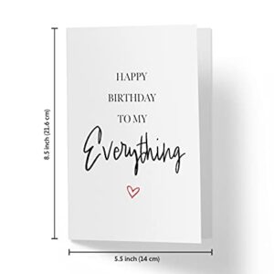 Sweet Birthday Card for Men Women, Large 5.5 x 8.5 Romantic Birthday Card for Him Her, Happy Birthday Card for Boyfriend, Birthday Card for Husband Wife Girlfriend, Karto My Everything