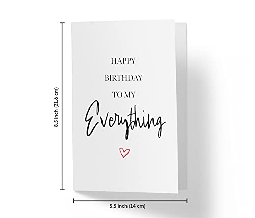Sweet Birthday Card for Men Women, Large 5.5 x 8.5 Romantic Birthday Card for Him Her, Happy Birthday Card for Boyfriend, Birthday Card for Husband Wife Girlfriend, Karto My Everything