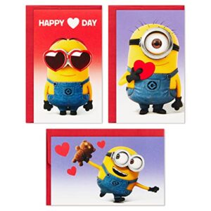 hallmark kids minions mini valentines day cards assortment (18 classroom cards with envelopes)