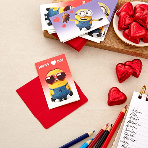 Hallmark Kids Minions Mini Valentines Day Cards Assortment (18 Classroom Cards with Envelopes)