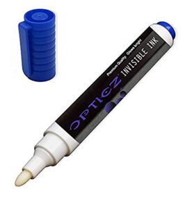 opticz uv blacklight reactive large tip invisible ink marker, blue