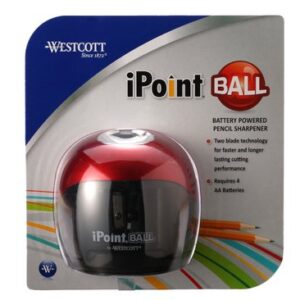 Westcott iPoint Ball Battery Pencil Sharpener, Red/Black (15570)