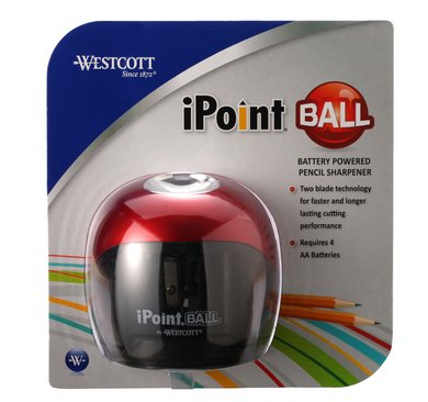 Westcott iPoint Ball Battery Pencil Sharpener, Red/Black (15570)