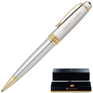 dayspring pens engraved cross pen | personalized cross bailey medalist ballpoint gift pen – chrome with gold trim, custom engraved executive gift.