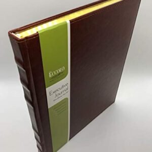 Eccolo Lined Executive Journal Notebook with Gold Edges, 256 Pages of Acid-Free Paper, Hard Cover Realistic Faux Leather, Lay Flat Design (Brown, 8x10 inches)