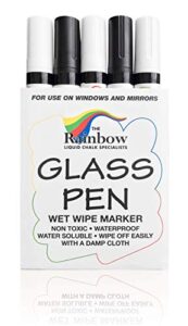 glass pen window marker: black and white 5 pack – glass markers, car marker or mirror pen with washable paint – car windows, mirrors, signs, crafts