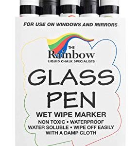 Glass Pen Window Marker: Black and White 5 Pack - Glass Markers, Car Marker or Mirror Pen with Washable Paint - Car Windows, Mirrors, Signs, Crafts