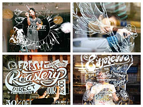 Glass Pen Window Marker: Black and White 5 Pack - Glass Markers, Car Marker or Mirror Pen with Washable Paint - Car Windows, Mirrors, Signs, Crafts