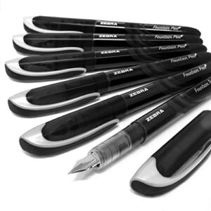 ZEBRA Fuente - Disposable Fountain Pen - Black Ink - Pack of 6