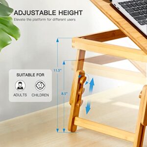 HUANUO Lap Desk- Fits up to 15.6  Inch Laptop Desk, Foldable Bed Tray Breakfast Table with 5 Angles Tilting Top, Height Adjustable Laptop Stand with Storage Net