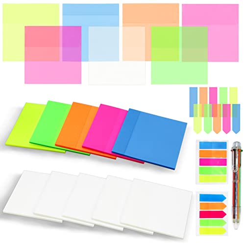 700PCS Transparent Sticky Notes Clear Sticky Notes Set Translucent Self-Stick Notes Pads Waterproof for Office School Supplies Planner Memo (3 x 3 Inches)