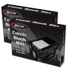 bcw short comic bin – plastic – black (2-unit)