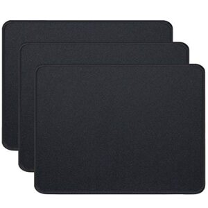 gimnor 3 pack standard mouse pad with stitched edges, comfortable mouse mat pad, non-slip rubber base mousepad for all types of mouse laptop computer pc 10.3 x 8.3 inches black