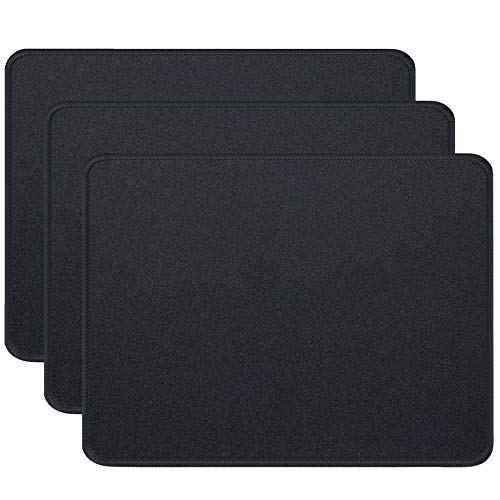 Gimnor 3 Pack Standard Mouse Pad with Stitched Edges, Comfortable Mouse Mat Pad, Non-Slip Rubber Base Mousepad for All Types of Mouse Laptop Computer PC 10.3 x 8.3 inches Black