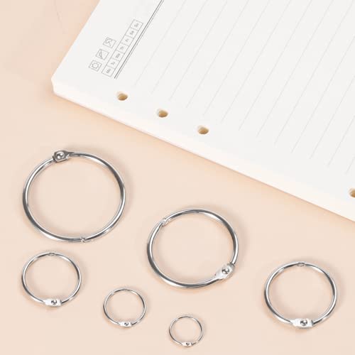 OWLKELA Binder Rings 50 Pcs, Assorted Sizes, Nickel Plated, Loose Leaf Binder Ring, Rings for Flash Cards, Index Card Rings, Book Rings, Ring Hooks, Paper Rings for School, Home or Office
