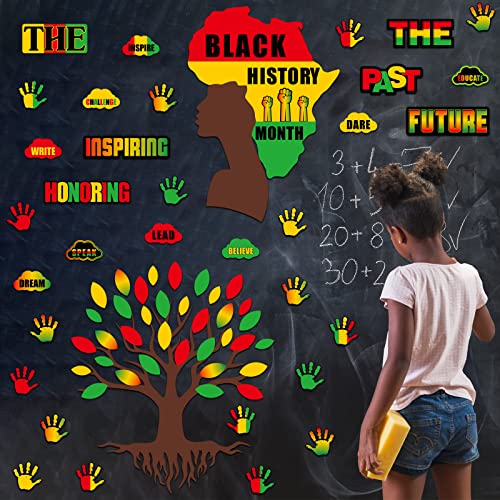 91 Pcs Black History Month Decorations for Classroom Bulletin Board Decorations Bulletin Board Cutouts Sets Wall Diversity Poster African American Celebration Bulletins for Kids Educational Decor